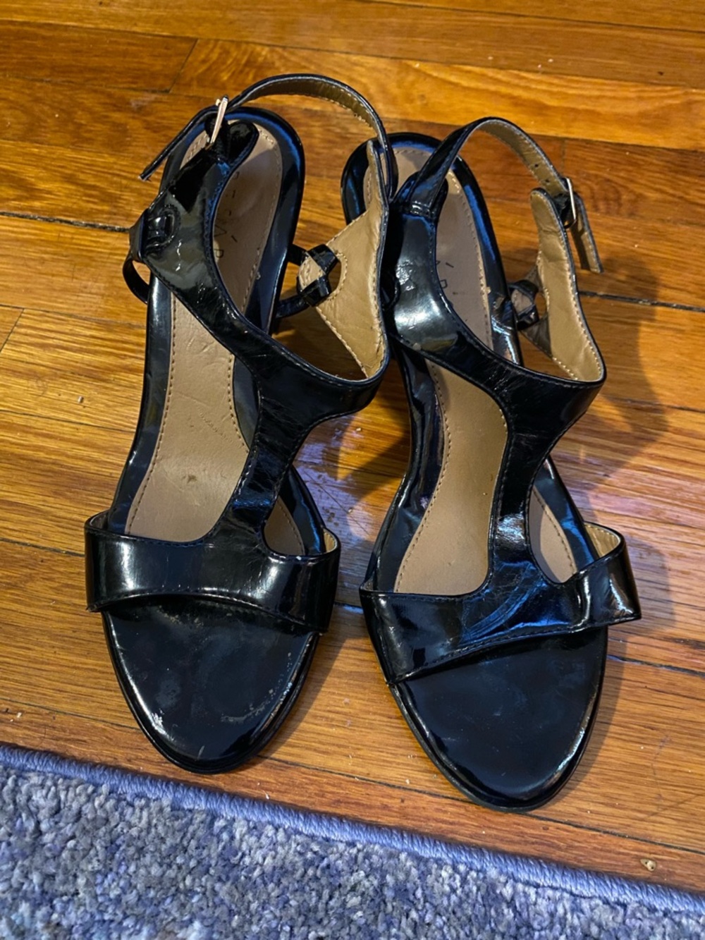 Pesaro Black Patent Slingback Sandals